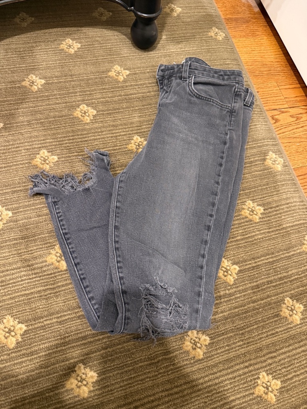 L'AGENCE Charcoal Gray High-Rise Distressed Skinny Jeans